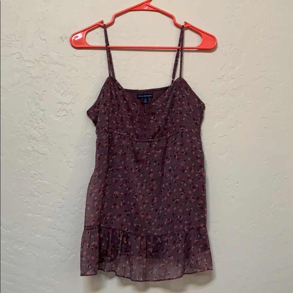 EUC AEO floral chiffon babydoll camisole